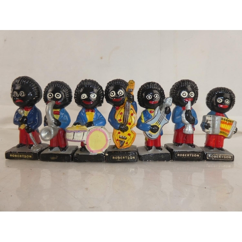 96 - A set of seven Robertson jam hand painted figures.