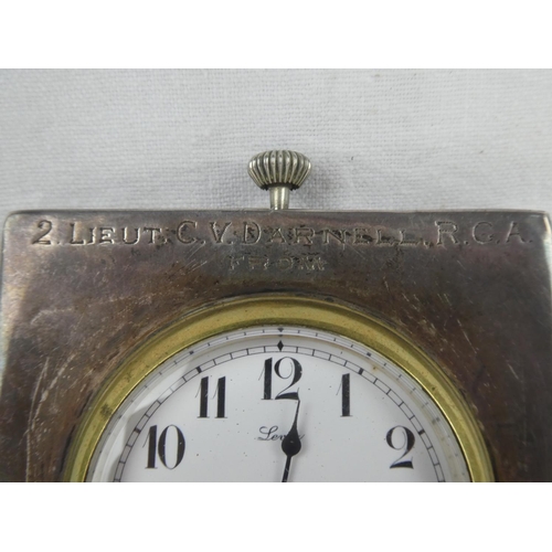 168 - An antique 'Lever' pocket watch in a Sterling Silver presentation case, inscribed -  '2 Lieut C.V. D... 