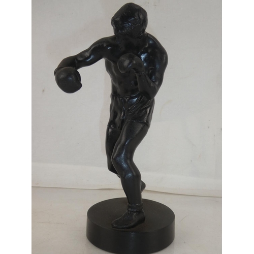 170 - A vintage spelter figure of a boxer dated 1963, measuring 22cm.