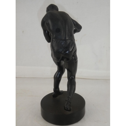 170 - A vintage spelter figure of a boxer dated 1963, measuring 22cm.