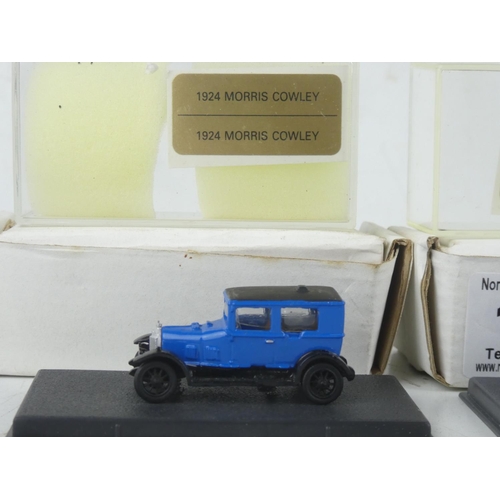 191 - Three miniature cased Piccolino model collectors cars - 1924 Morris Cowley, 1925 Morris Cowley and 1... 