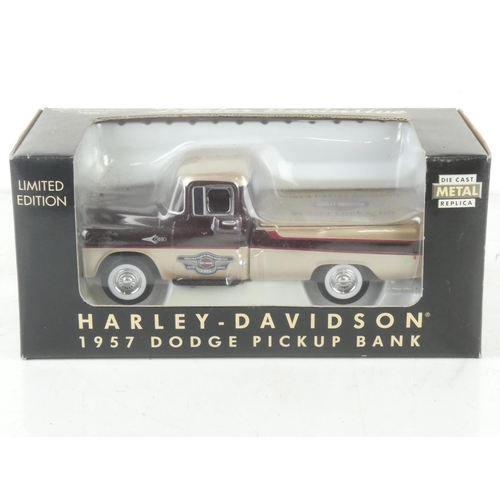 214 - A boxed limited edition Harley Davidson 1957 Dodge Pickup Bank.