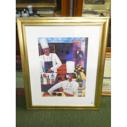 221 - A large gilt framed Graham Knuttel print, measuring 78cm x 95cm.