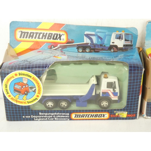 225 - A boxed Matchbox DAF Helicopter Transporter and a boxed Matchbox Leyland Car Recovery set.