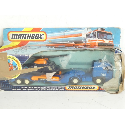 225 - A boxed Matchbox DAF Helicopter Transporter and a boxed Matchbox Leyland Car Recovery set.