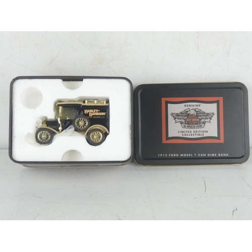 227 - A Harley Davidson 1913 Ford Model T Van Dime Bank in its presentation tin box.