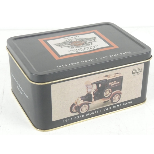 227 - A Harley Davidson 1913 Ford Model T Van Dime Bank in its presentation tin box.