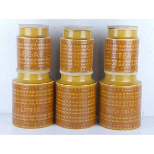 260 - A set of six vintage Hornsea 'Saffron' storage jars.