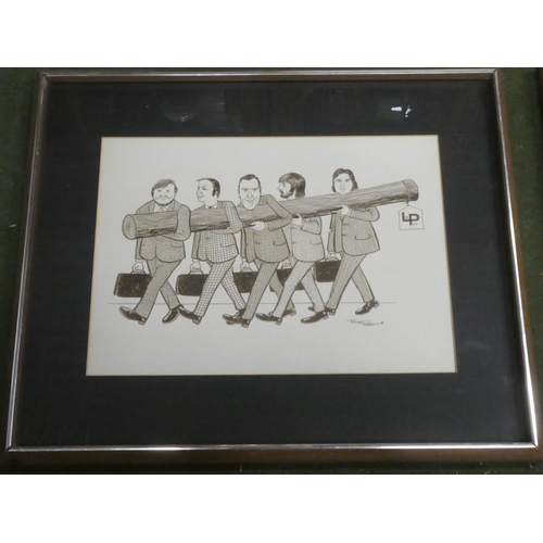 587 - A large framed sketch by Rowel Friers, measuring 27