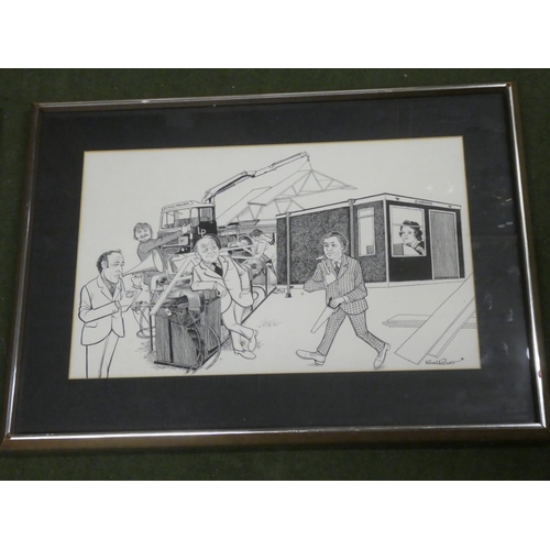 588 - A large framed sketch by Rowel Friers, measuring 27