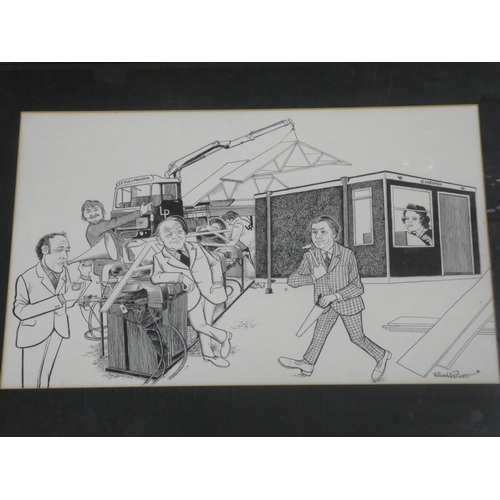 588 - A large framed sketch by Rowel Friers, measuring 27