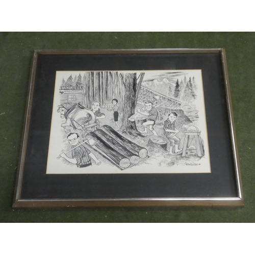 589 - A large framed sketch by Rowel Friers, measuring 27