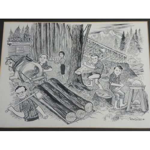 589 - A large framed sketch by Rowel Friers, measuring 27