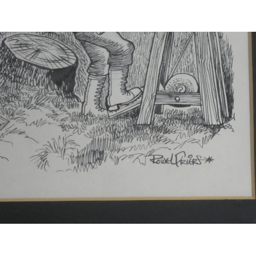 589 - A large framed sketch by Rowel Friers, measuring 27