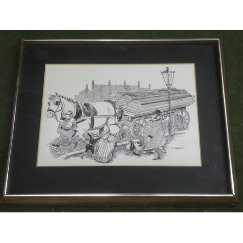 590 - A large framed sketch by Rowel Friers, measuring 27