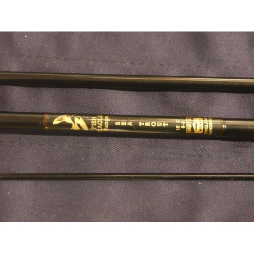 598 - A Bruce & Walker Fish Eagle Range sea trout three piece fishing rod and bag.