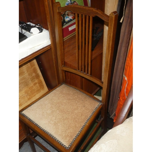 601 - A mahogany and inlay bedroom chair and another chair.