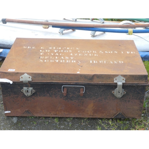 626 - A large vintage Thomas Cook & Son Ltd metal trunk, measuring 21