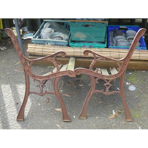 652 - A pair of garden seat ends for restoration.