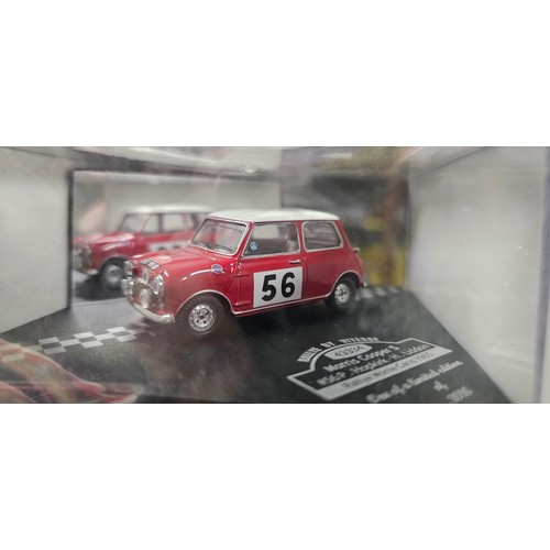 198 - 3 cased Vitesse 43334 Morris Cooper S - 56p Hopkirk - H. Liddon Rallye Monte Carlo 1965.