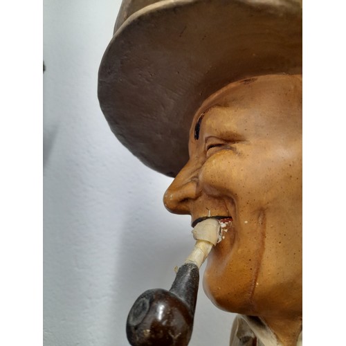 145 - A rare Bromford Man advertising golfing figure complete with pipe and mounted on original square bas... 