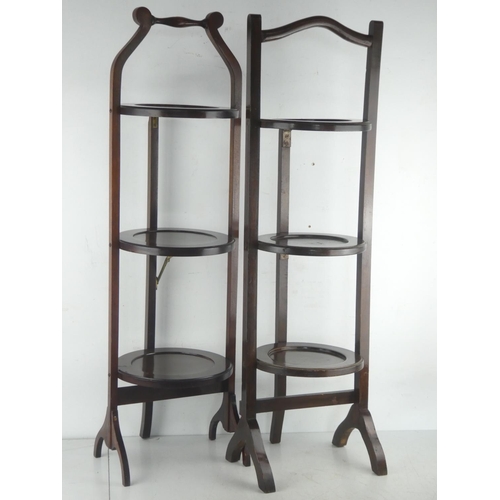 1 - Two vintage wooden folding cakestands.