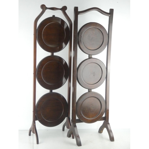 1 - Two vintage wooden folding cakestands.