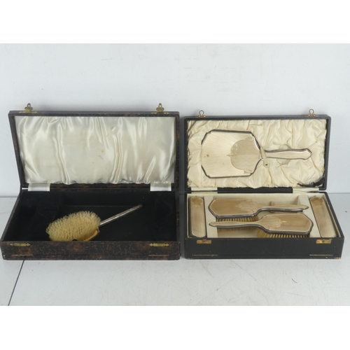 100 - A stunning antique Sterling Silver five piece dressing table set in its presentation box and also in... 