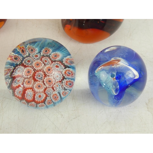 18 - Two Wedgwood glass paperweights in the style of a mushroom, dog and more.