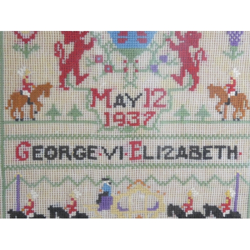 21 - A framed King George & Elizabeth 1937 wedding sampler dated 12 May 1937.