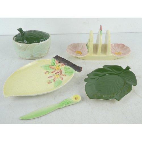 3 - A hand painted Carlton Ware toast rack, plate and knife set and more.