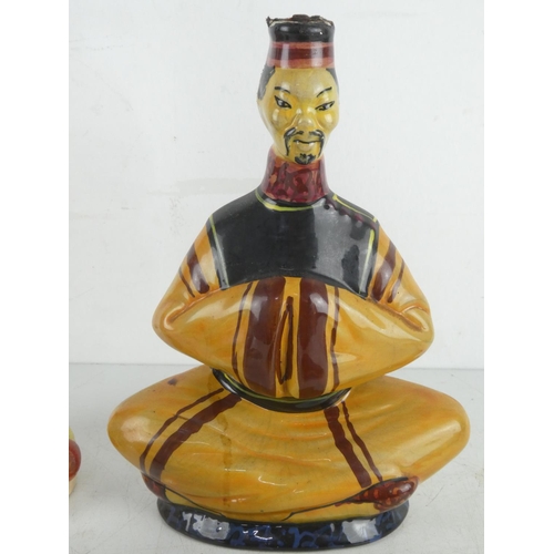 45 - A vintage Italian Drioli oriental style ceramic decanter/ bottle, a collection of oriental vases and... 