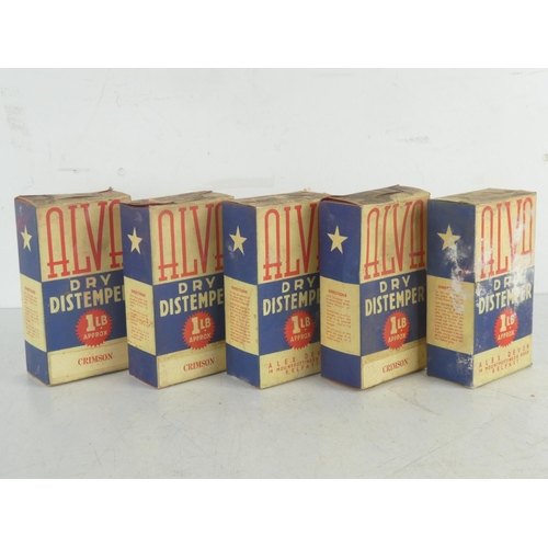 46 - Five vintage boxes of ALVA dry distemper plaster mix.