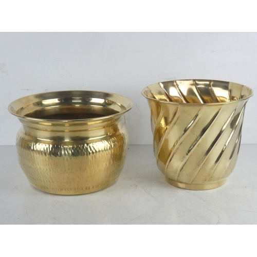 58 - Two brass plant pots.