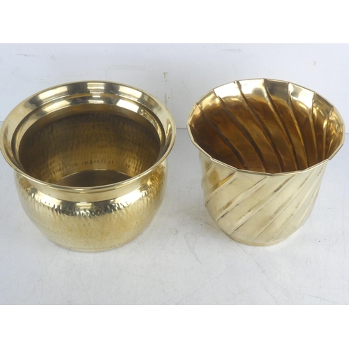 58 - Two brass plant pots.