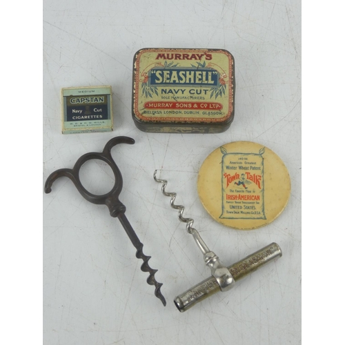 6 - A vintage Murray's 'Seashell Navy Cut' tin box, a vintage Capstan medium Navy Cut 20 mini Cigarettes... 