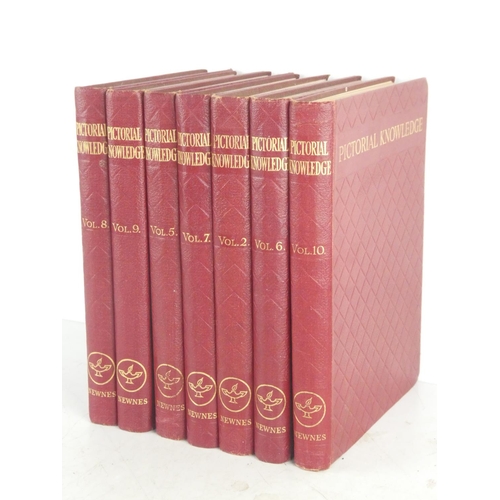 90 - A set of seven leather bound Newnes' Pictorial Knowledge books.