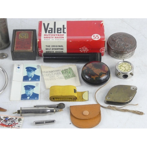 105 - A lot of assorted collectables to include a pocket magnifying glass, a bone handled butter knife, Wi... 