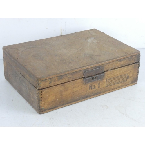 118 - A vintage wooden box containing lot of assorted coinage and more.