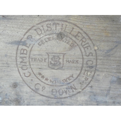 126 - An antique wooden crate 'Old Comber Whiskey, Co Down'.