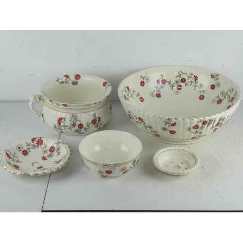 133 - An antique 3 piece Ridgways 'Simple' pottery wash set (a/f).