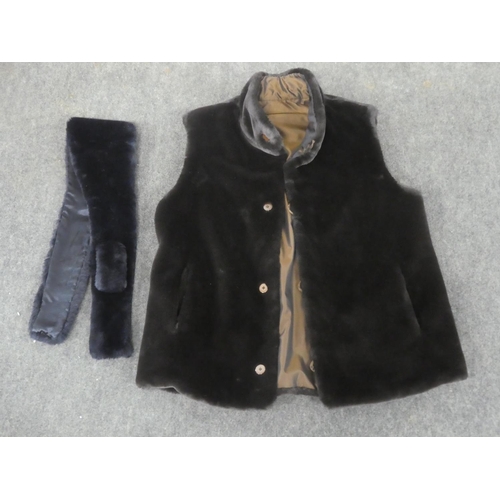 146 - A vintage faux fur Gillet and scarf.