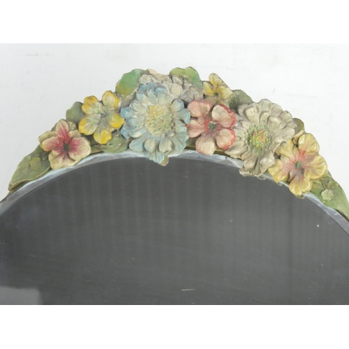 151 - A vintage dressing table mirror with floral design, measuring 16