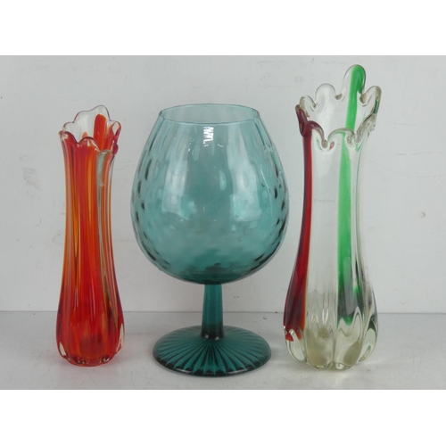 159 - Three vintage glass vases.