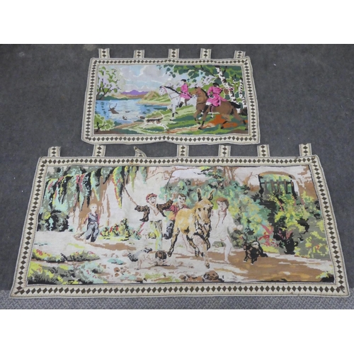 166 - Two vintage tapestry wall hangings, measuring 30