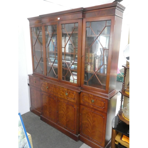 171 - A stunning mahogany four door bookcase with astral glazed door panels.