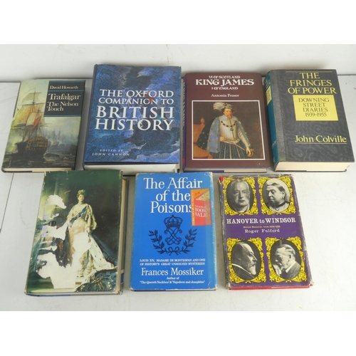 197 - A collection of seven books including Hanover to Windsor by Rodger Fulford, Trafalgar the Nelson Tou... 