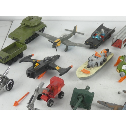 281 - A lot of military toy vehicles to include Zylmax cargo truck, a Dinky Toys 'Alvis', a Dinky Toys 'Ju... 