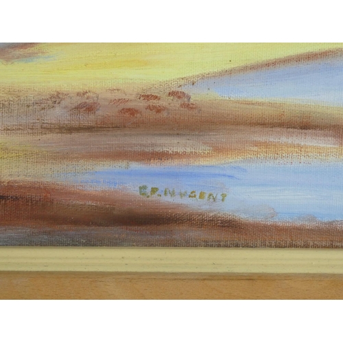 296 - A framed oil painting of a beach scene, signed.