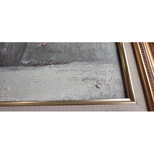 423 - A large gilt framed floral oil painting signed Greene.